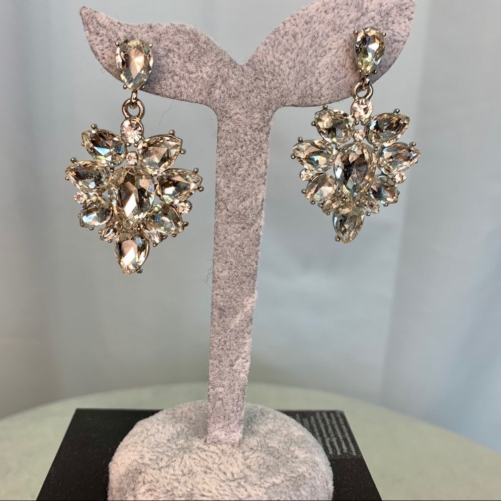 RHINESTONE gem embellished cluster dangling earrings